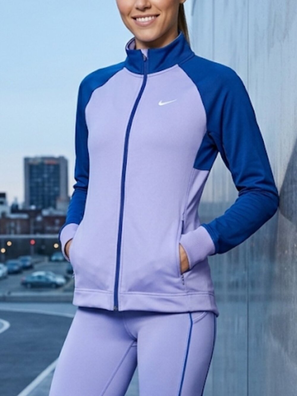 Nike Womens Dri-FIT Two-Tone Purple & Blue Track Jacket Zip Up Active Size S